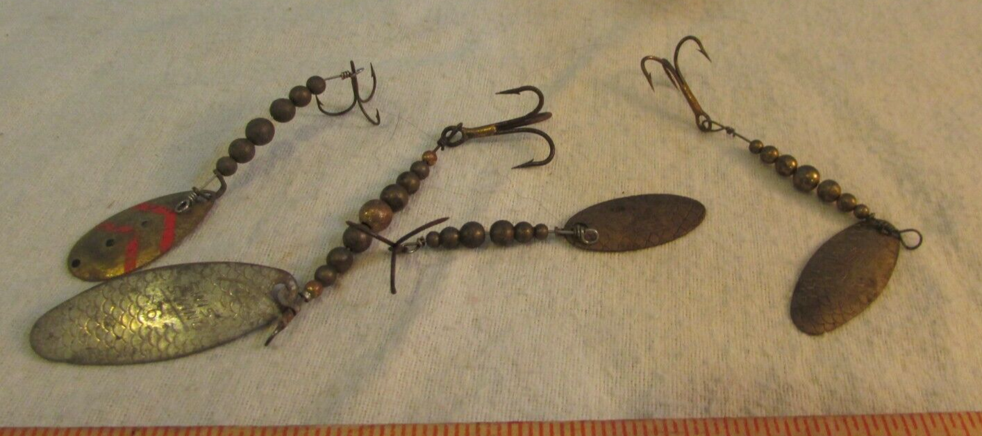 4 Old Vintage Fishing BEADED ROOSTER TAIL Topwater fishing Lures K