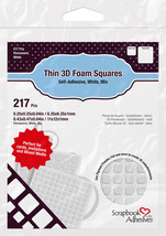 Scrapbook Adhesives Thin 3D Adhesive Foam Squares 217/Pkg White (63) .43&quot;X.47&quot; a - £9.44 GBP