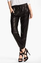 New Women&#39;s Real Leather Joggers Pants Black Casual Lambskin Leather Pants - £140.15 GBP