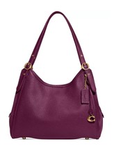 New COACH Women&#39;s Lori Mixed Leather and Suede Gusset Shoulder Bag Deep Berry - £341.33 GBP