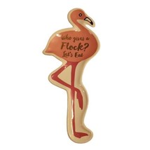 Pink Flamingo Who gives a Flock? Let&#39;s Eat Trinket Dish Jewelry Plate 9&quot;x3.75&quot; - £12.52 GBP
