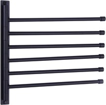 Bathroom Swing Arm Towel Bars Wall Mount Bath Towel Rack With 6, Bk From... - £36.14 GBP