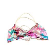 HULA HONEY Size Large Swim Top Floral Geometric Strappy Unpadded - $13.49