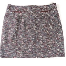 ANN TAYLOR Gray Burgundy Boucle Lined Pencil Skirt Size 14 - £15.91 GBP