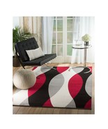 Contemporary area rug Grey Red Black White  (5&#39; x 7&#39;.2&quot;) (a) - £237.10 GBP
