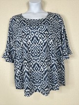 Ellen Weaver Womens Plus Size 3X Blue Mosaic Knit Top 3/4 Sleeve - $14.40