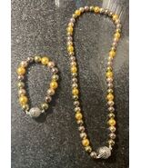 Multi Colored Faux Pearls Magnetic Clasp Matching Necklace &amp; Bracelet Ha... - $28.14 CAD
