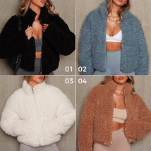 Women Fashion Sherpa Fleeced Zipper Jacket Stand Collar Winter Warm Shor... - $25.72+