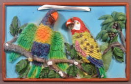 Wall Hanging Plaque 3D Parrots Tropical Island Tiki Hand Painted Resin 7.5&quot; x 5&quot; - £10.18 GBP
