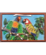 Wall Hanging Plaque 3D Parrots Tropical Island Tiki Hand Painted Resin 7... - £9.98 GBP