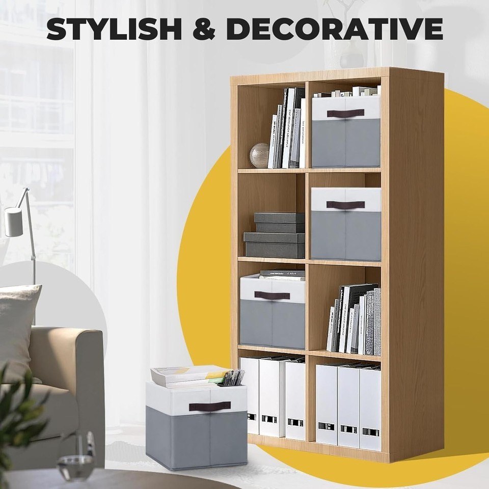 Stylish 8-Pack 13x13 Fabric Storage Bins with Handles for Home Décor & Storage Item image 4