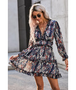 Blue Ruffle Detailing Open Back Floral Dress - $34.79 CAD