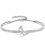 Birthday Gift Butterfly Bangle Bracelet for Women Sliver Tone Adjustable... - £15.20 GBP
