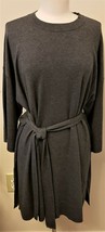 Eileen Fisher Lightweight Cozy Stretch  Belted Dress Sz- XL Gray  - £95.53 GBP