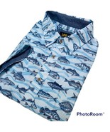 Lee Men's S/S Fish Theme Print Sport Shirt  White Size L NWT MSRP $50 - $32.71