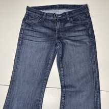 7  Seven FOR ALL MANKIND Slim Leg Blue Jeans Size 29 Dark Wash Distressed - £17.60 GBP