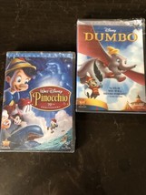 Lot Of 2 Disney Dumbo DVD + Pinocchio Platinum Edition NEW w/ Damaged Cases - £13.01 GBP