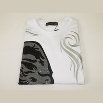 Men LAVERITA European Fashion Crew Shirt Rhine Stones Medusa 94491 White image 4