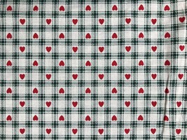 Vtg 90s Country Homespun 3.5 y Fabric Tradition Collection Green Red Heart Check - £23.54 GBP