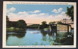 c1930&#39;s Red River Forks or Red and Red Lake Rivers Grand Forks ND Postcard - £6.26 GBP