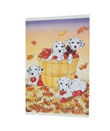 Postcard Dalmatian Puppy Dogs Apple Basket Leaves North Shore Animal League - $89.76 MXN