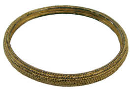 Napier Signed Gold Tone Textured Bangle Bracelet Vintage 8&quot; Stackable No Stones - £17.75 GBP