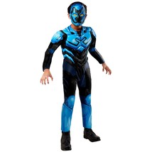 NEW Blue Beetle Halloween Costume DC Rubies Boys Medium 8 Padded Jumpsuit Mask - £23.70 GBP