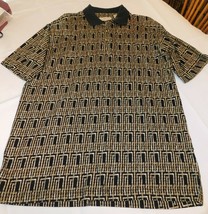 Natural Issue Men&#39;s Short Sleeve Polo Shirt Size L large Black Brown GUC - $15.43