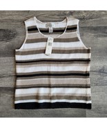 New w/Tags Jones Wear Sport Womens Cream &amp; Tan Striped Vest Chunky Knit ... - $20.25 CAD
