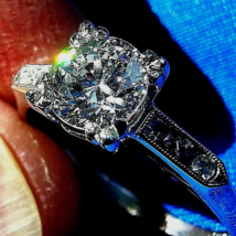Earth mined Diamond Art Deco Engagement Ring Vintage Platinum Solitaire ... - $7,226.01