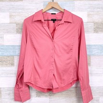 Talbots Petites Stretch Button Down Career Shirt Pink Cotton Office Womens 12P - £15.77 GBP