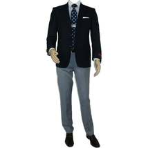 Men's RENOIR Classic Blazer 100% Wool Side vents Metal Buttons Notch 509-2 Navy image 4
