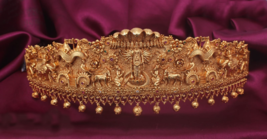 Bollywood Style Indian Rub Kamar Bandh South Waist Belt Body Temple Kasu Jewelry - £251.20 GBP