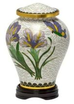 Medium 40 Cubic Inches White Iris Cremation Urn for Ashes - $290.25