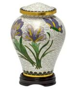 Medium 40 Cubic Inches White Iris Cremation Urn for Ashes - $290.25
