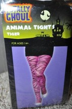 Halloween Tights Pink Black Tiger Animal Print Nylon Elastic Waist-ages 14+ - £3.12 GBP