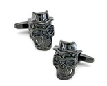 SKULL WITH HAT CUFFLINKS Black Metal Rocker Punk Halloween Party NEW w G... - $11.95
