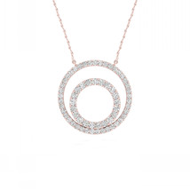 10K Rose Gold 1/4ct TDW Diamond Double Frame Necklace - £231.80 GBP