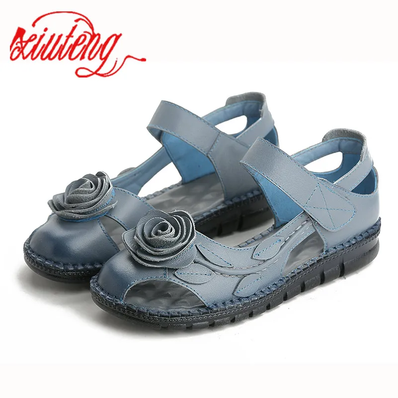 Xiuteng  Woman Handmade  Leather Sandals Women Flats For Women Flat with Slipper - £128.67 GBP