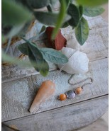 Orange Selenite with Sunstone Beads Pendulum ~ Cleansing Energy ~ - $28.95