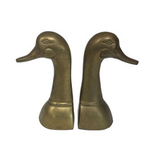 Vintage Brass Duck Head Bookends Made In Korea 9&quot; Tall - £18.89 GBP