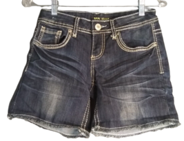 ZCO Jeans Juniors Denim Shorts Dark Wash Distressed Fringe Bottom Size 3 - $13.86
