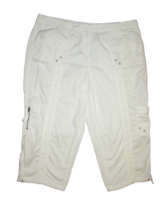 Style &amp; Co Womens Cargo Capri Pants Size 18 Midrise White 39x22 - £19.20 GBP