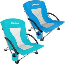 Kingcamp Beach Chair Low Back Cyan And Blue 2 Packs. - £119.87 GBP