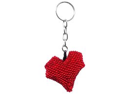 Mia Jewel Shop Heart Valentine Seed Bead 3D Figurine Keychain Metal Ring - Handm - £11.73 GBP