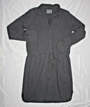 Faherty Paige Organic Cotton Dress Gray Button Front Drawstring Waist L/... - $34.99