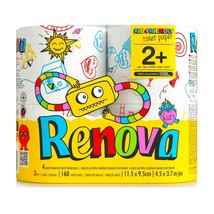 Renova Kids Toilet Paper - 4 Rolls/Pack, 3-Ply, 160 Sheets, Novelty, Cartoon - £10.26 GBP+