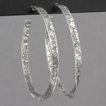 Retired Silpada Textured Oxidized Sterling TWIST OF FATE 2&quot; Hoop Earrings P1731 - £35.16 GBP