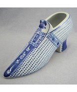 Blue and White Chinese Porcelain Victorian Slipper Shoe Planter Figurine... - $18.62