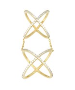 Sterling Silver CZ Double-X Style Ring - Gold Plated - £68.84 GBP